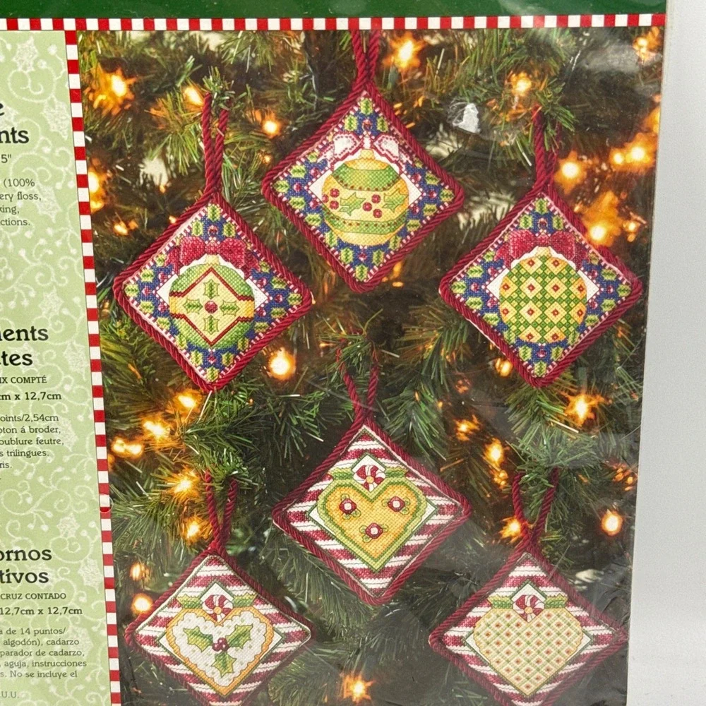 Bucilla Festive Ornaments Mary Engelbreit Set of 6 Red Green 85022 Kit